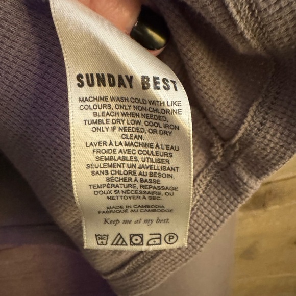 Aritzia Sunday Best Baby Waffle Long sleeve Thermal Top Fluent Taupe Size Med - Picture 6 of 6